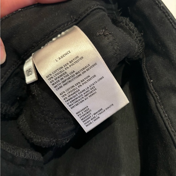 L'AGENCE 'Margot' High Rise Skinny Sliver Tuxedo Stripe Black Jeans - Picture 7 of 11